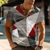 Men'S Printed T-Shirt Outdoor Retro Button Loose Short Sleeve Top