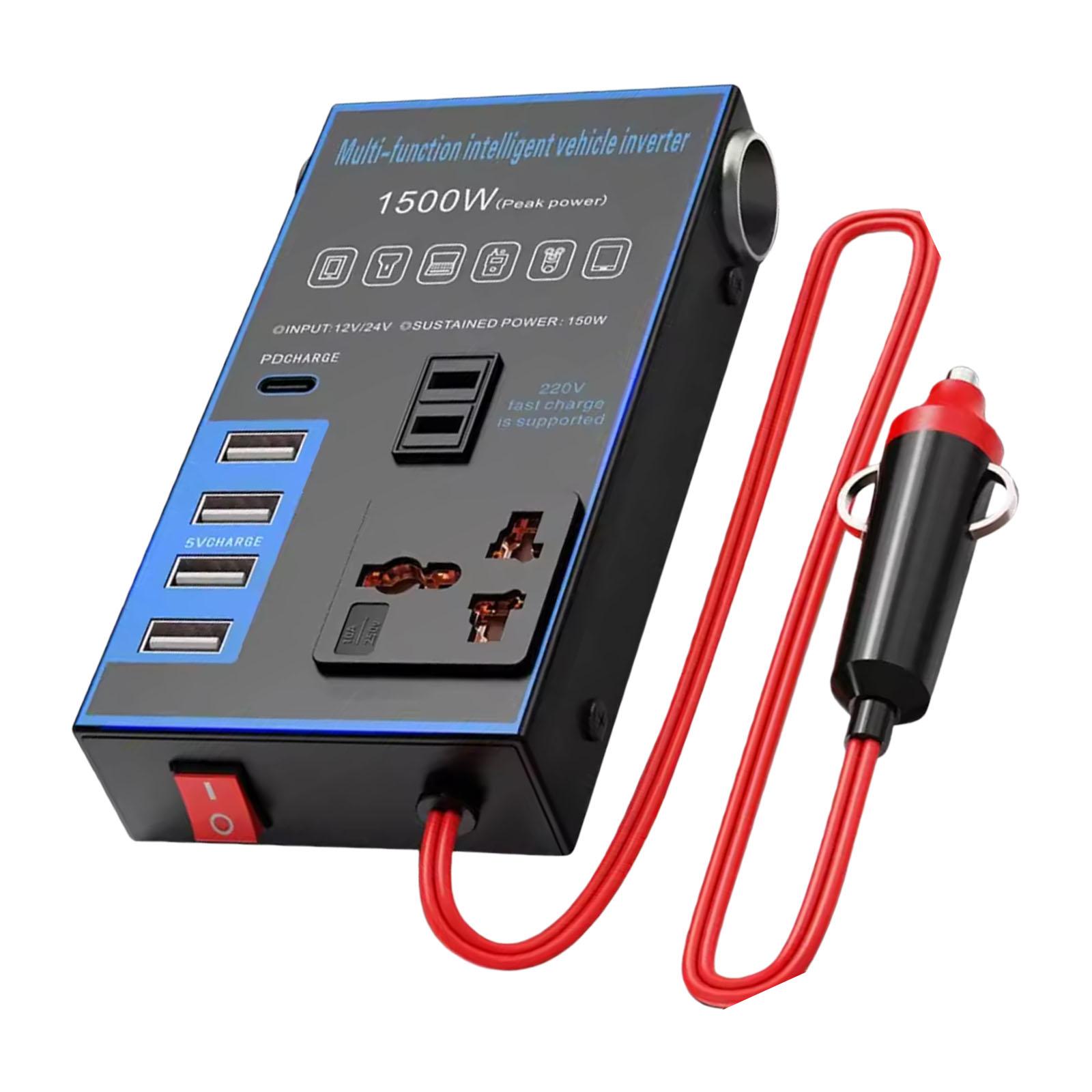 

Reliable 1500W Vehicle Inverter 12V 24V To 220V Electricity Including Overload Protection Effective for Cars & Trucks 1