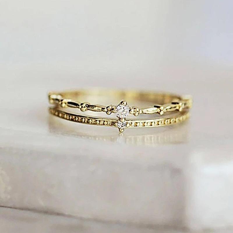 

Кольцо в придворном стиле женское, двухслойный дизайн, изысканный циркон, элегантное кольцо с темпераментом 10