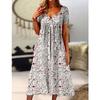 IHUASU Fashion Summer Spring  Short Sleeve V-Neck Casual Dresses