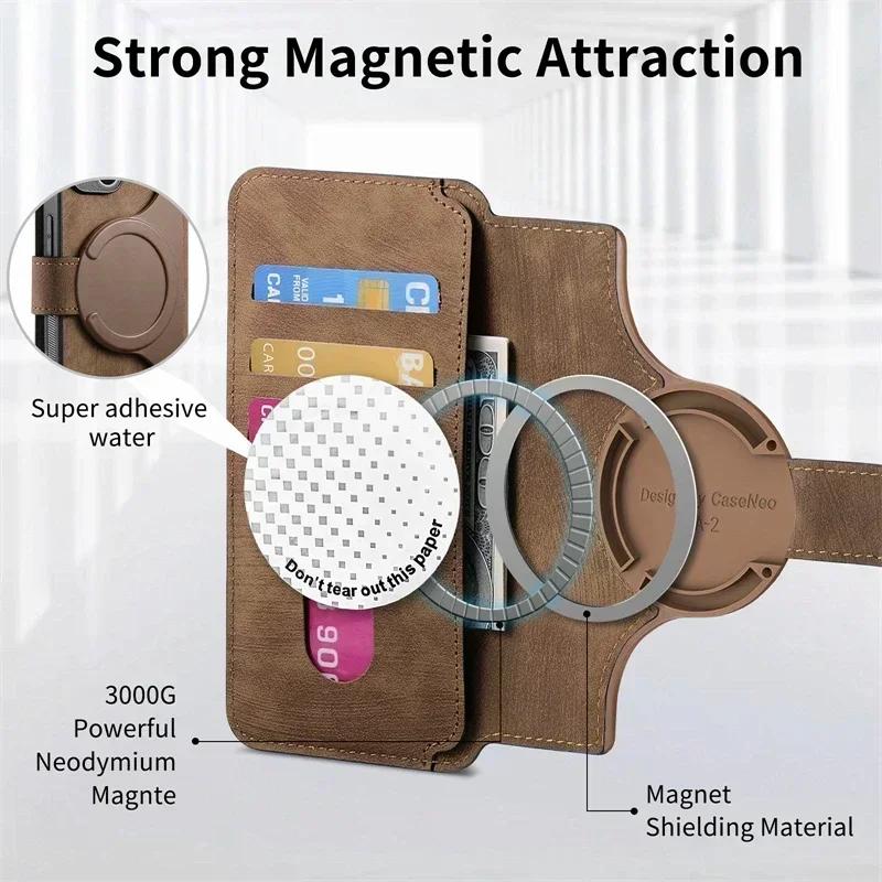 For Samsung S26 S25 S24 S23 FE S22 S21 Note20 Ultra Plus Magsafe Case Detachable Magnetic Card Holder Wallet Flip Leather Cover