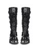 Fashion Rock Punk Motorcycle Boots Knee High Dark Style Round Toe Thick Bottom Genuine Leather Solid Color Fashion Sexy Women Shoes New