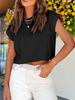 Womens Cropped T Shirt Rolled Dolman Sleeve Round Neck Solid Summer Tee