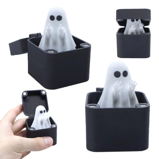 Ghost In Box Prank Gift Pop-Up Middle Finger Ghost 3D Printed Flip-off Ghost Ornament Gag Gift for Adults Halloween Office Joke Big Brother Friend