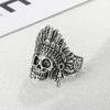 Domineering Skull Ring: Punk-Style Indian Head Open Ring for Men & Women