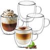 Double Wall Glass Coffee Mugs Milk Mug with Handle Cappuccino Latte Hot Drink Classic Coffee Glass Set Heat Cold Resistant Glass