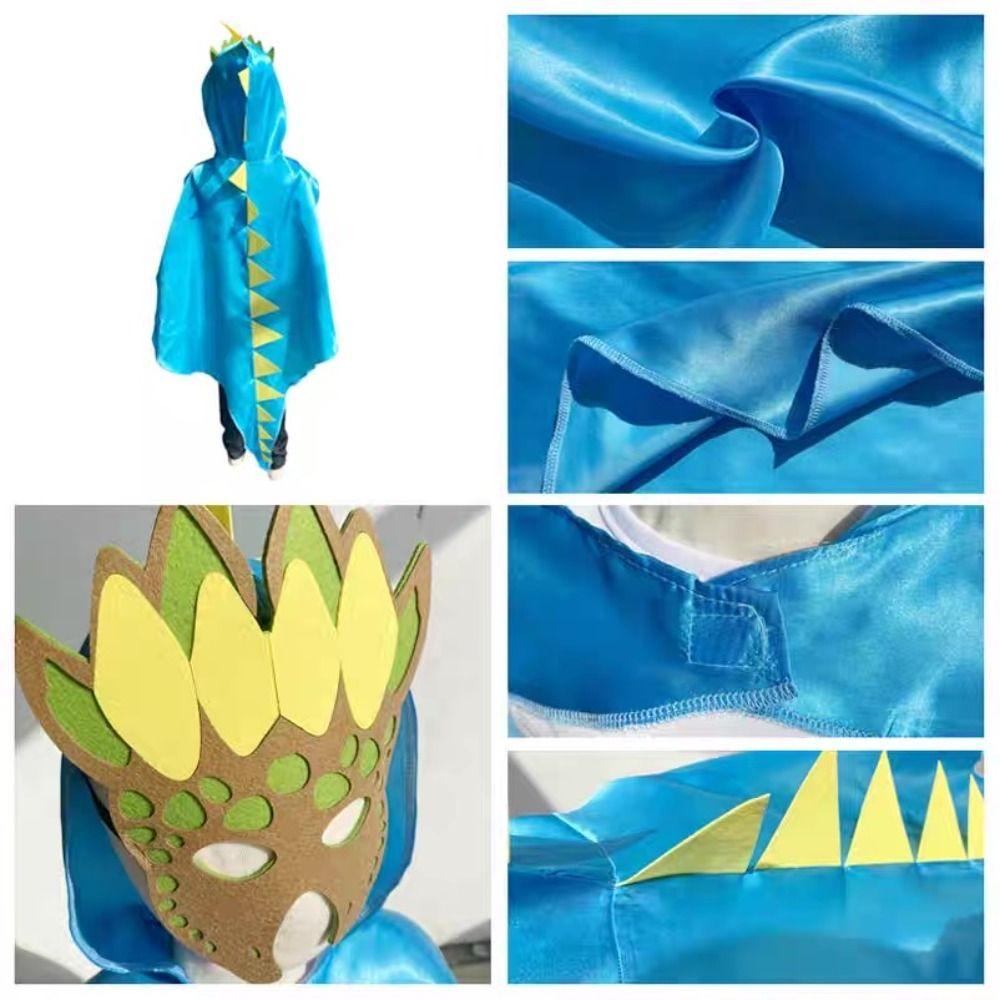 Golves Halloween Kids Costume Mask Dinosaur Costume Fancy Dragon Cloak  Cosplay Outfit
