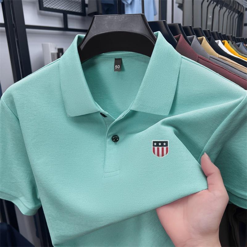 Men's Polo Shirt High Quality Lapel Flag Print Short Sleeve T-Shirt Summer Fashion Trend Men's Wear