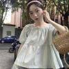 French Sweet Square Neck Doll Shirt Top Women's Spring Summer New Small Short-sleeved Shirt Chic Shirt Top