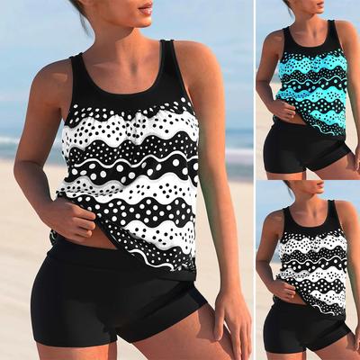 Maillot de bain deux pièces pour femme, design tendance d'été, imprimé vagues bleues et blanches, tankini et vêtements de plage de sport S-6XL