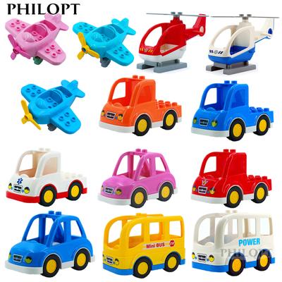 Car Model Children Assemble Toys Big Building Blocks City Traffic Airplane Cartoon Construction Bus Helicopter Toys For Kid Gift