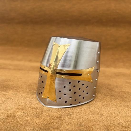 Templerhelm aus Stahl Perfekt für Mittelalter-LARP, Rollenspiel Sammler Einzigartiges Weihnachtsgeschenk für Ihn