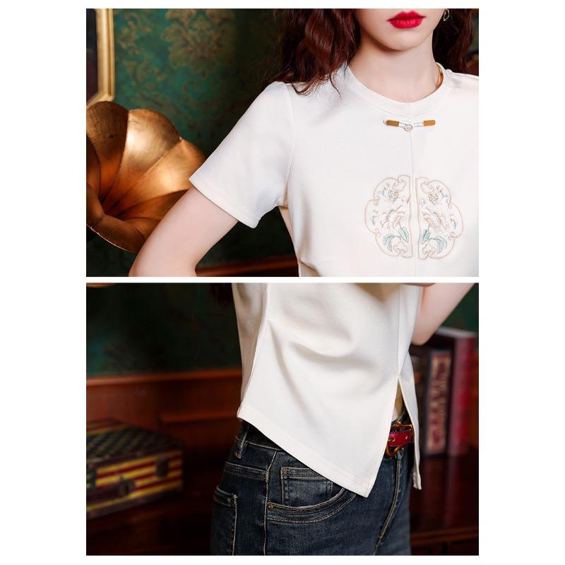 Sommer Kurzarm T-Shirt Damen Sommer Offene Kurze Baumwolloberteile