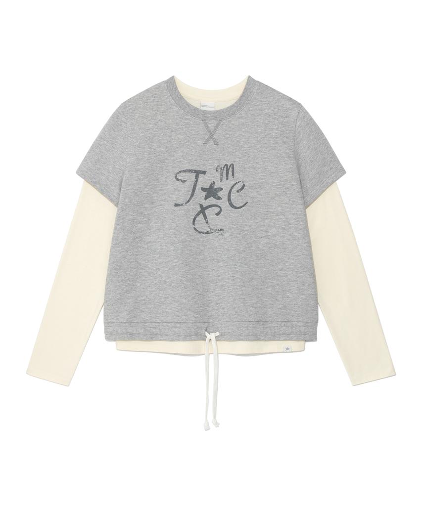 THE COLDEST MOMENT (W) Tcm Crack String Layered Long Sleeve (Grey)