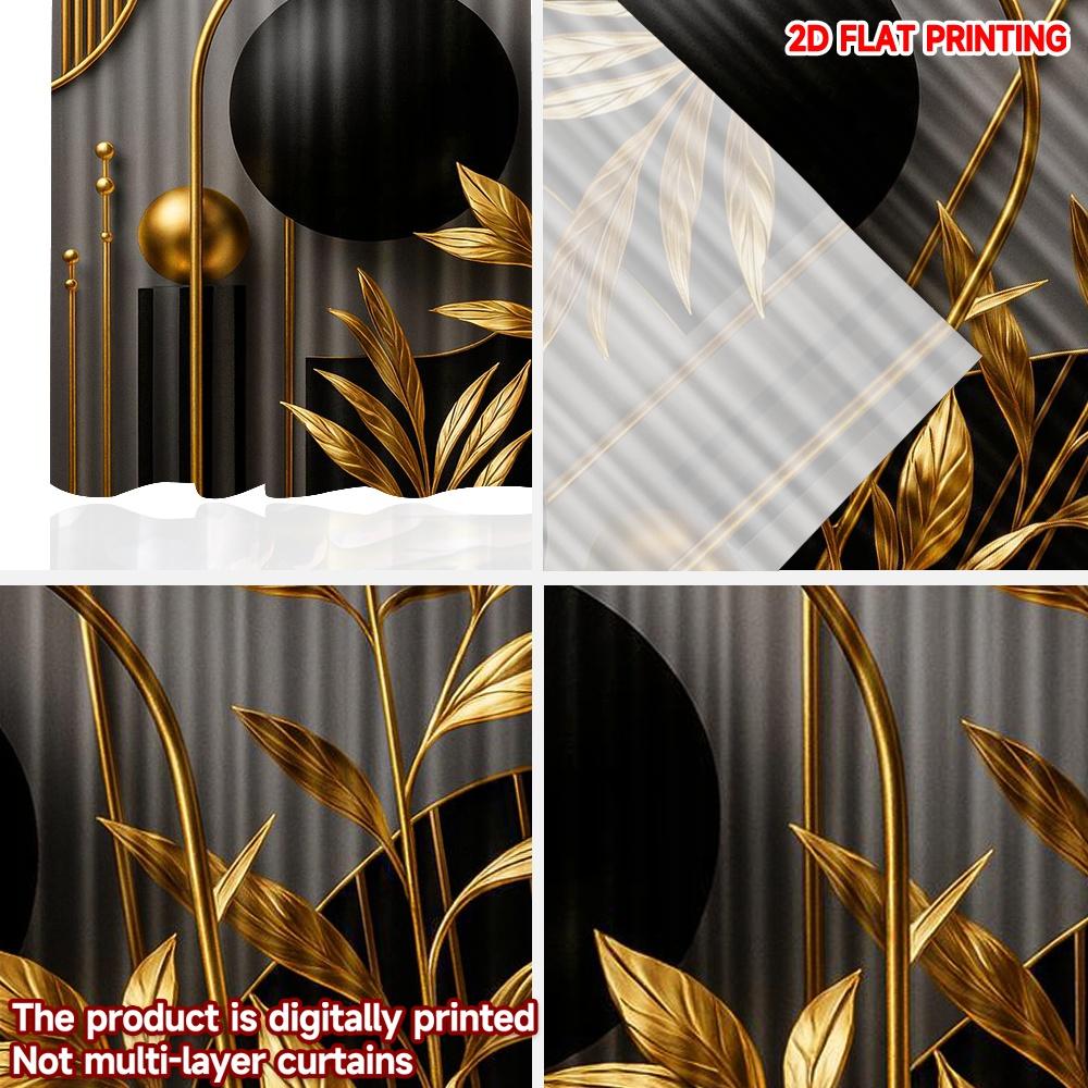 Flat Printing Happy Valentine Day Scene Curtains Black Gold Geometric Moon Digital Printed Polyester Drapes Set Of 2 Made