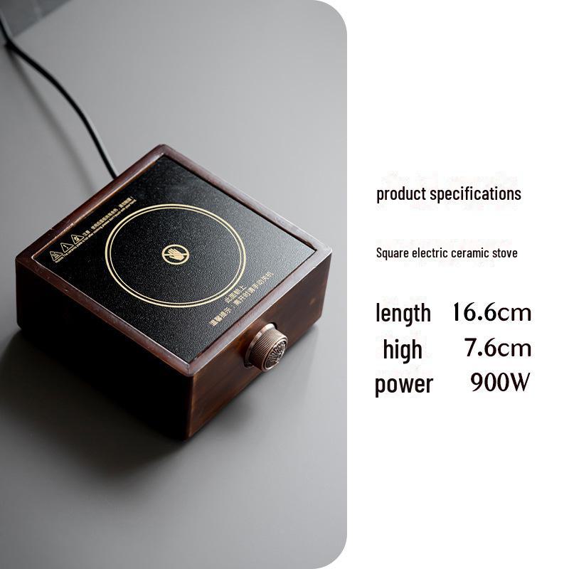 Walnut Electric Ceramic Tea Maker: Mini Indoor Induction Cooker with Glass Kettle