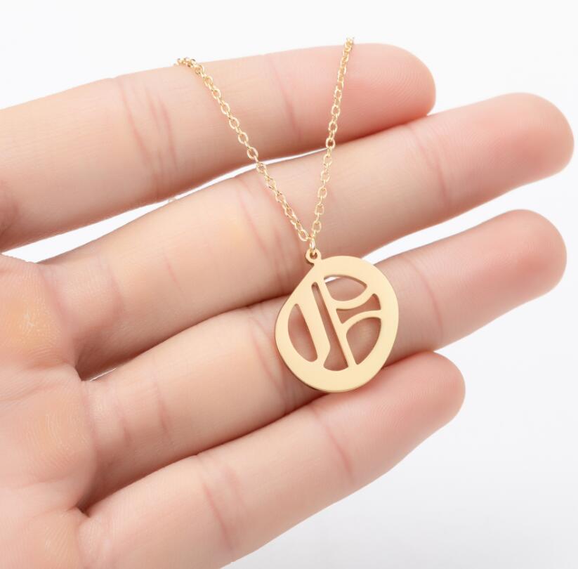 Gothic Old English Initial Necklace Stainless Steel Monogram 26 Letter Alphabet Necklace Jewelry Accessories Collier Femme