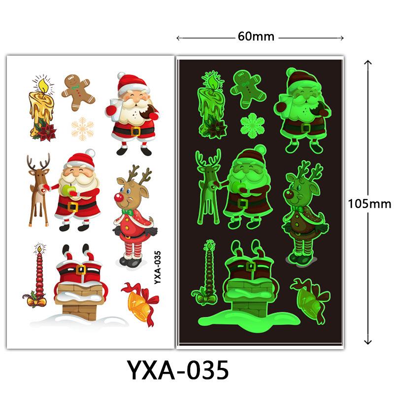 Christmas Luminous Tattoo Sticker Glowing Waterproof Sweat Cute Cartoon Holiday Party Temporary Sticker