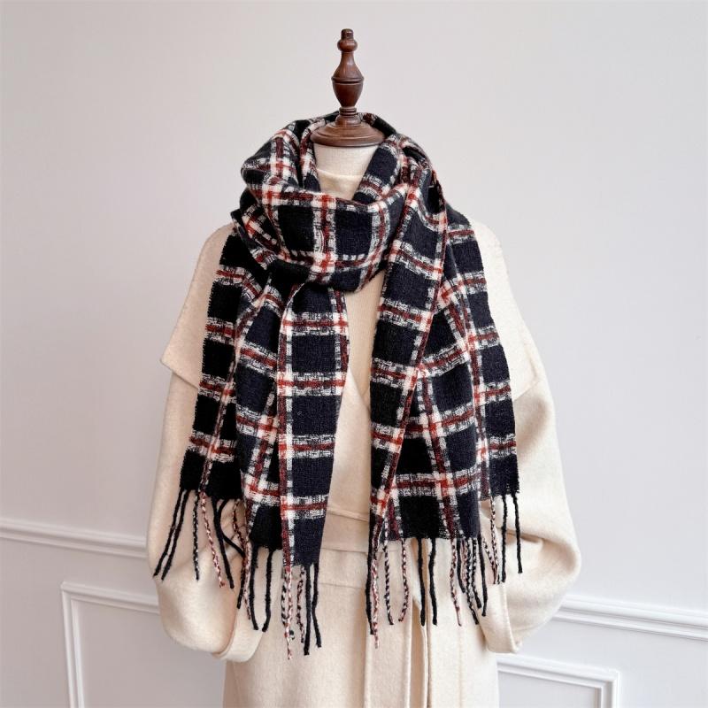 Luxury Winter Plaid Scarf For Women Men Warm Cashmere Scarf Designer Lady Pashmina Poncho Shawl British Style Headscarf Bufanda