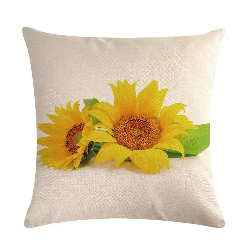 New 45*45Cm Yellow Sunflower Pillowcase Linen Pillowcase Home Sofa Decorative Cushion Cover