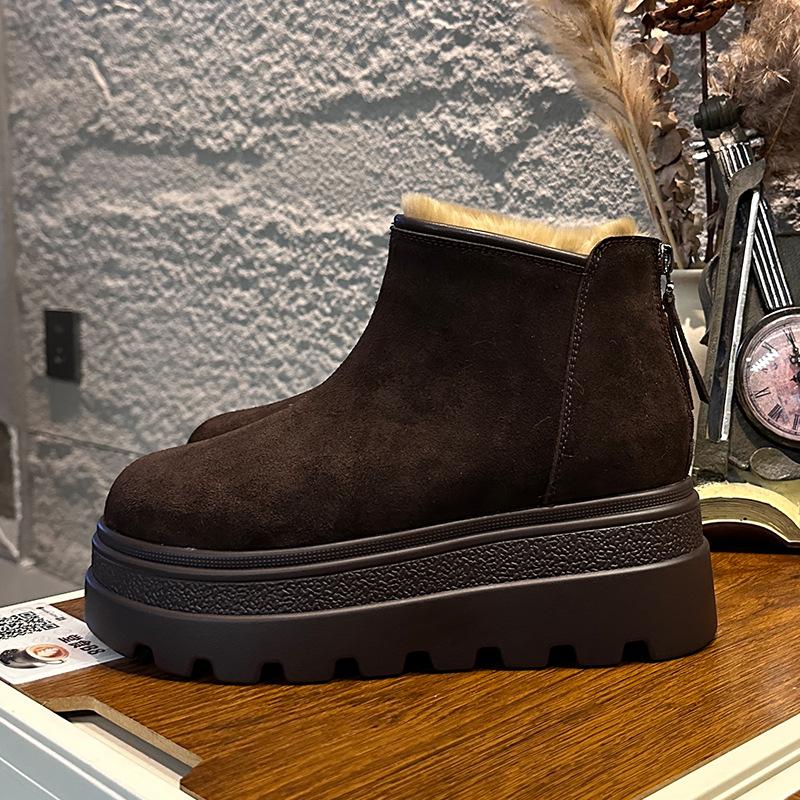

Real rabbit fur snow boots women s winter thick-soled suede thin boots women s casual boots women s velvet women s boots 40 кавовий