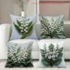Housse de coussin motif Muguet impression plate 2D imitation broderie Housse de coussin en polyester Housse de coussin décorative pour canapé