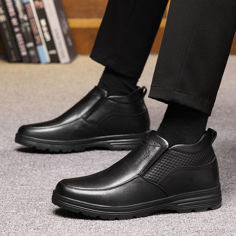Leather Cotton Leather Shoes Men's Wool Winter Middle-aged and Old High-top Non-slip Velvet Thickened Dad Warm Elderly Cotton Shoes Men