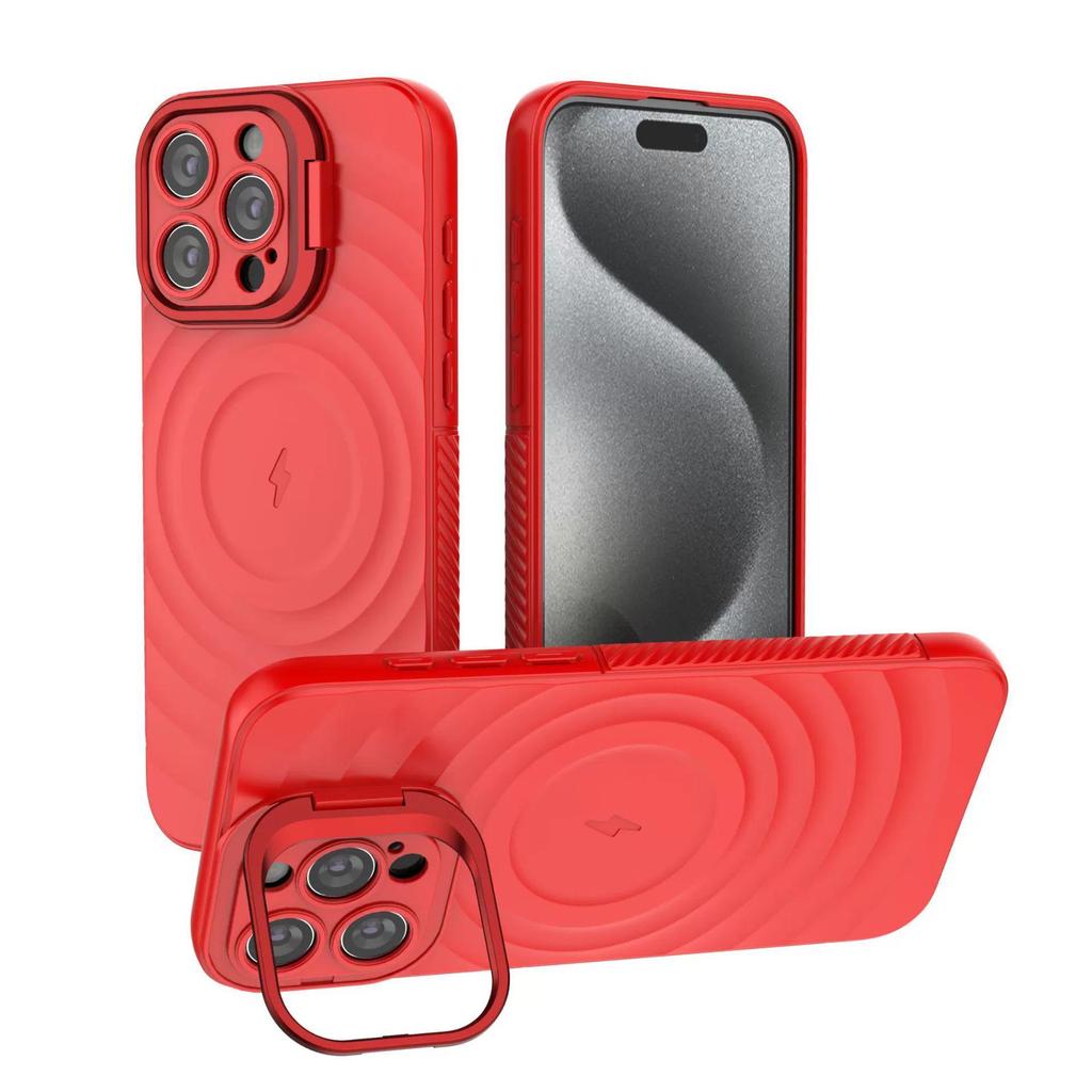 iPhone17 Pro Max Invisible Lens Stand Frosted Case with Ripple Magnetic Anti-drop Protection 