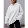 Solid Color Oversized Fleece Hooded Sweatshirt Women Casual Pullover Top Loose