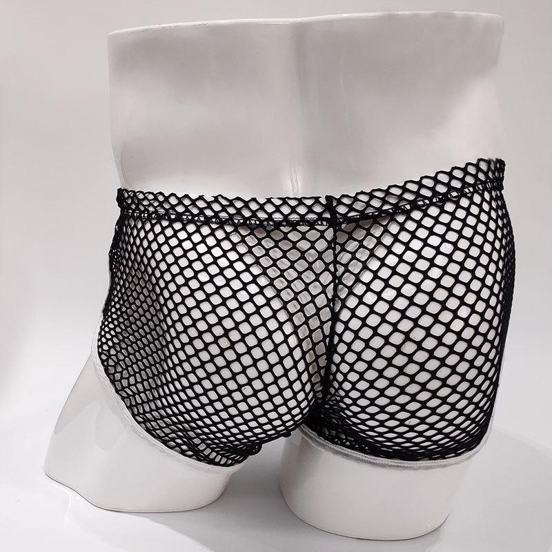 Men's Low Waist Mesh Breathable Boxer Briefs - Transparent & Youthful Design