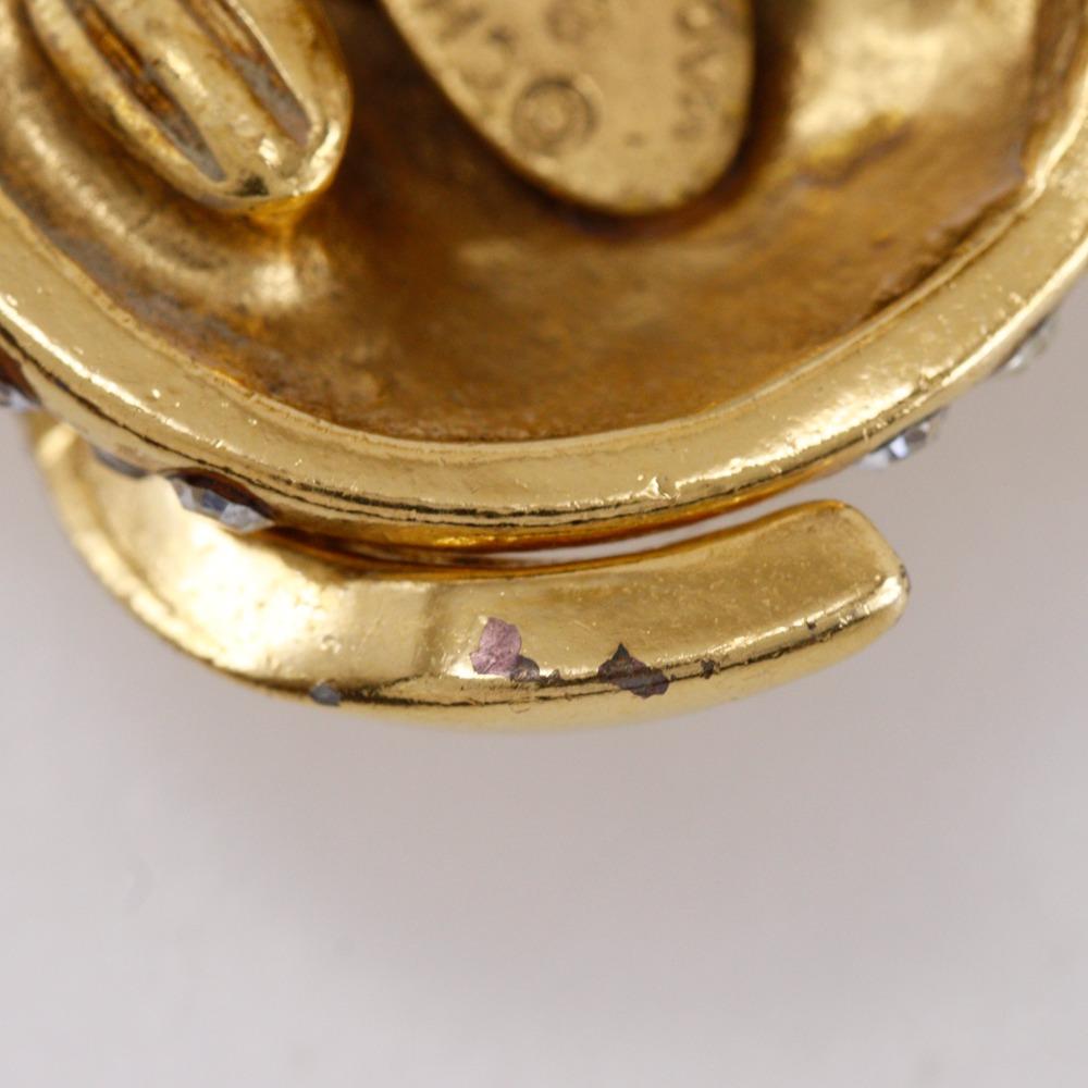 CHANEL COCO Mark Earring vintage Plated Gold/Rhinestone 34.1g Women Used