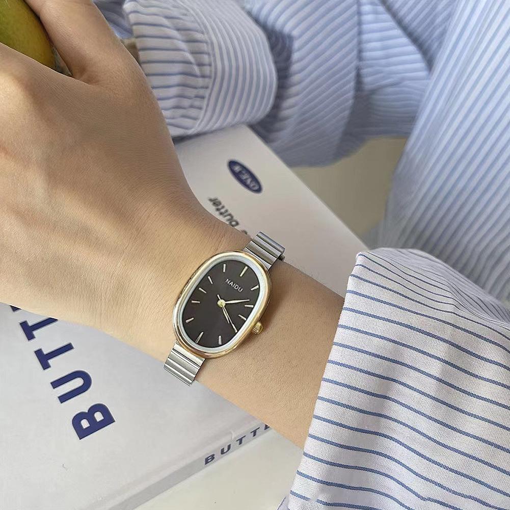 

Овальный циферблат с бамбуковым ремешком женские кварцевые часы из нержавеющей стали наручные часы роскошный дизайн девушка студент подарок 05