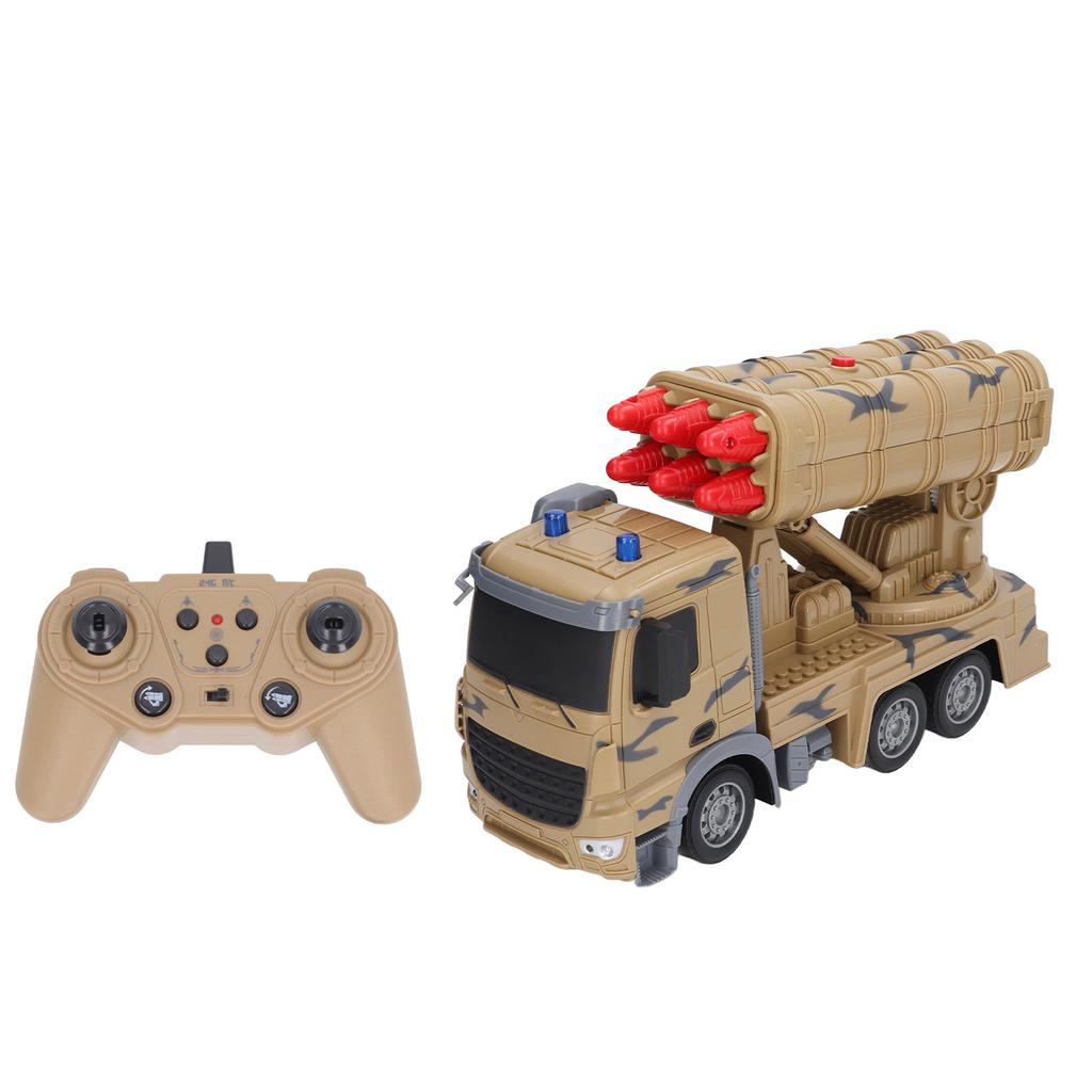 Remote Control Armored Toy Truck 6 Cartridges Light Sound High Simulation RC Pullback Vehicles Toy