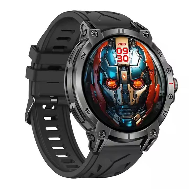KC89 Smart Watch Men Outdoor Sports LED Flashlight Copmpass Bluetooth Call AI Voice Health Monitoring Fitness Track Smartwatch