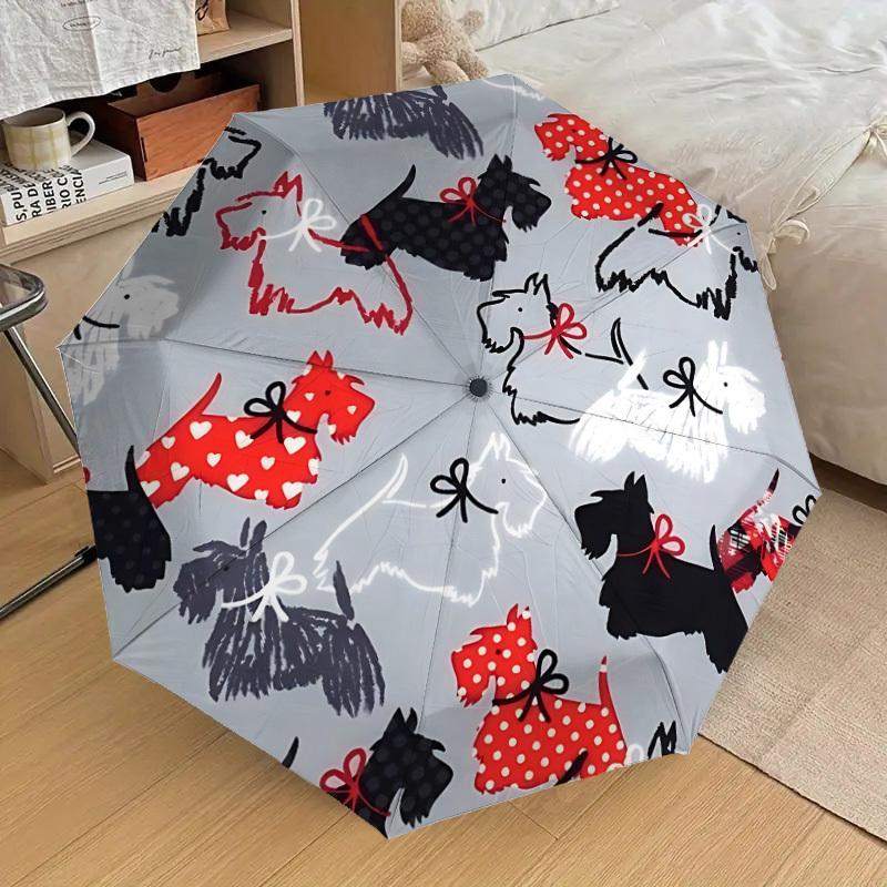 

1pc Scottie Dogs Automatic Folding Umbrella Durable Iron Frame, Iron Umbrella Structure Suitable for All Seasons yy260203148