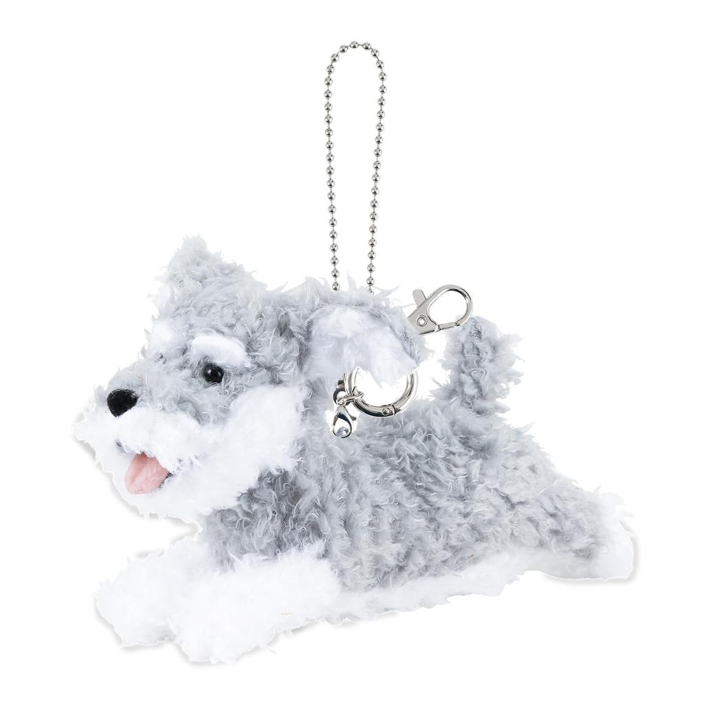 Livheart Bag Charm, Flappy Miniature Schnauzer (Total Length: Approx. 16cm), Cute Dog Keychain, 37251-72