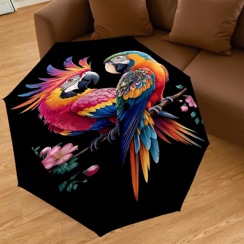 1PC Parrot Flowers Automatic Open/Close Umbrella with Windproof, 8-Rib Sturdy Canopy, Durable Ribs, Fashionable Design, Outdoor Accessory, Fun Prin, H