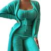 Set 3 Pezzi Cardigan Casual da Donna Autunno/Inverno con Lacci e Pantaloni in Peluche