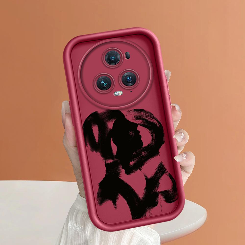 

Мягкий силиконовый квадратный чехол с рисунком лестницы для телефона, полное покрытие, противоударный защитный резиновый чехол для камеры для Huawei Honor Huawei P50 Pro темно-красного