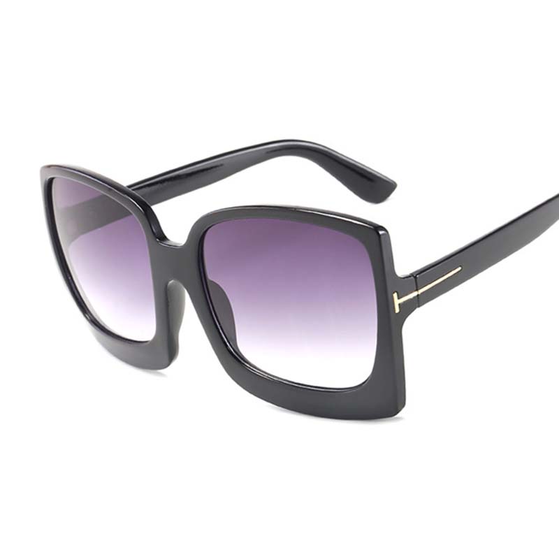 Oversized Shades Sunglasses Woman Black Fashion Square Sun Glasses For Female Big Frame Vintage Gradient Sexy