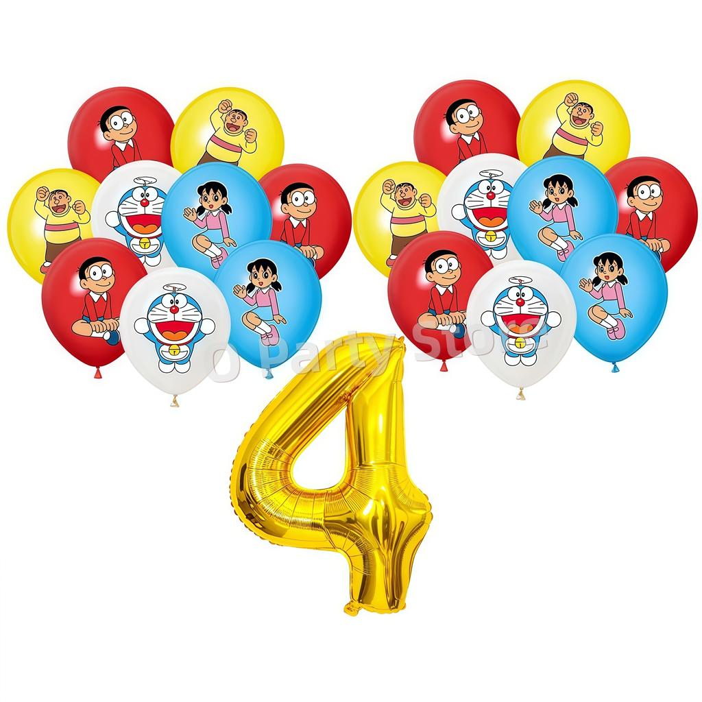 Doraemons Birthday Party Decoration Tableware Plate Cup Balloon Cake Topper Banner Stickers Kids Favor Gift Baby Shower Supplies