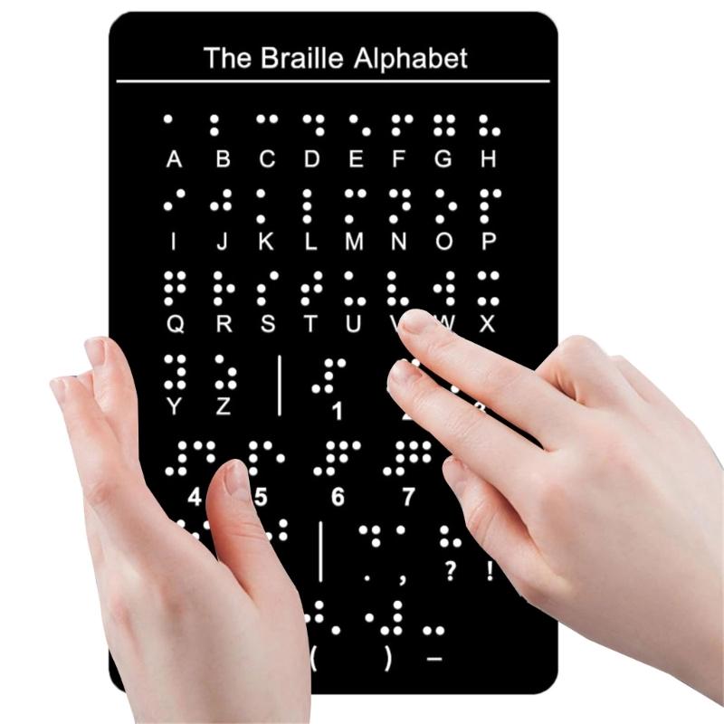 Anfänger-Braille-Tafel mit erhabenen Punkten Buchstaben Zahlen & Satzzeichen Braille-Lernen Fingerbrett für blindes Kind Erwachsenen