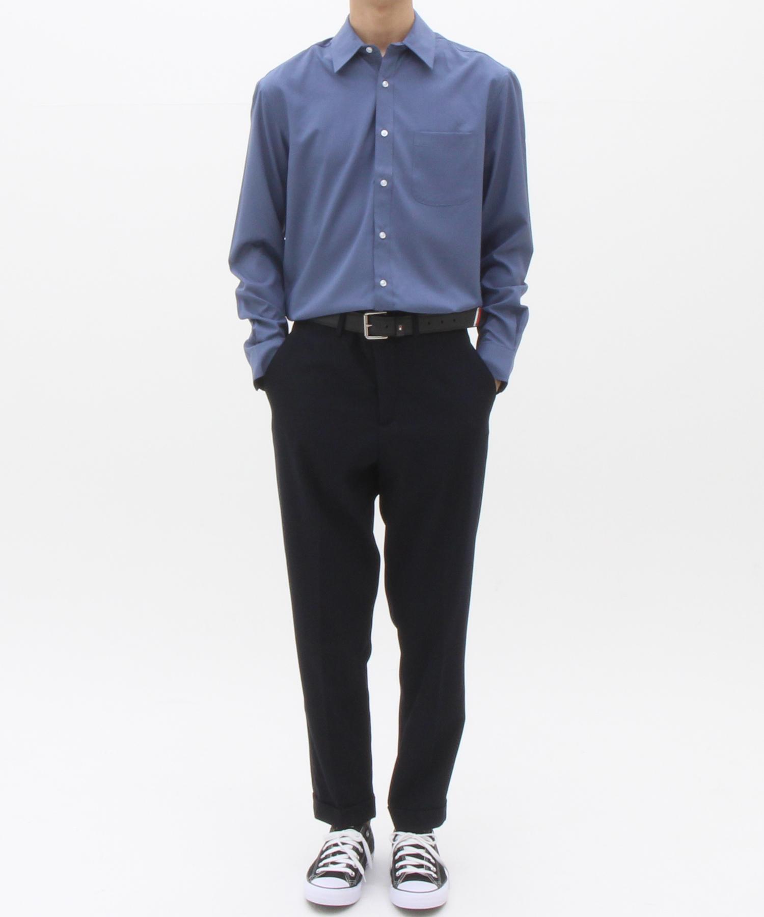 The Shirt Studio Blue Loose Fit Spandex Solid Shirt 95