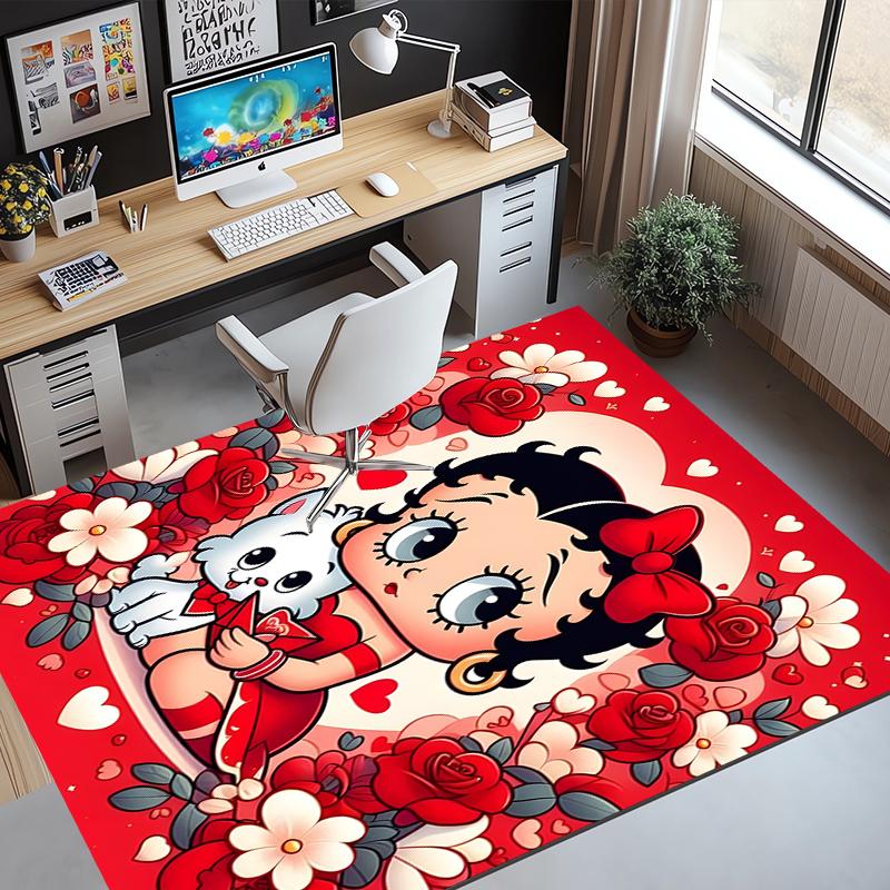 Betty Boop Pattern Rug, Indoor/Outdoor Mat, for Picnic, Gameroom, Bedroom, Office, Living Room, Home Decor Carpet, Birthday Gift