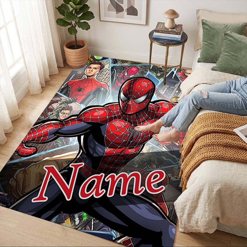 Personalized Name S-Spider M-Man Urban Living Room Non-Slip Area Rug Soft Carpet for Bedroom Kids Playroom Sofa Office Home Decor Doormat