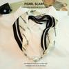 Elegant Silk Scarf with Magnetic Buckle and Pearl Necklace - Stylish Clavicle Chain for Women