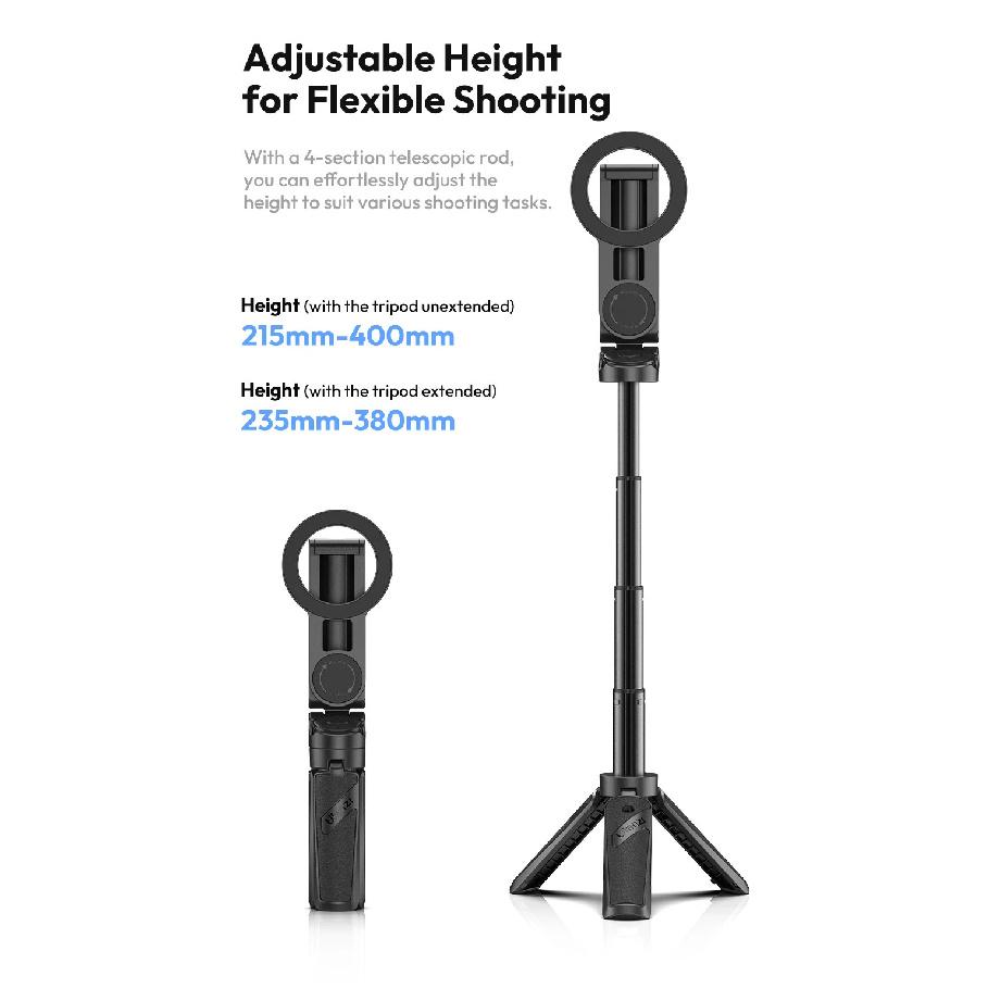 Ulanzi JJ03 Magnetic Phone Tripod Wireless Handle Selfie Stick Desktop Foot Suitable iPhone 16/15/14/13 Pro Max
