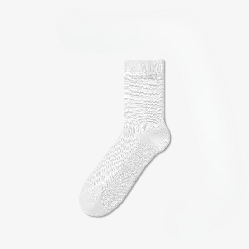 Men's Summer Lightweight Odor-resistant and Sweat-absorbing Mid-calf Socks with Mesh Ventilation, Cushioning Sole, and No Bones