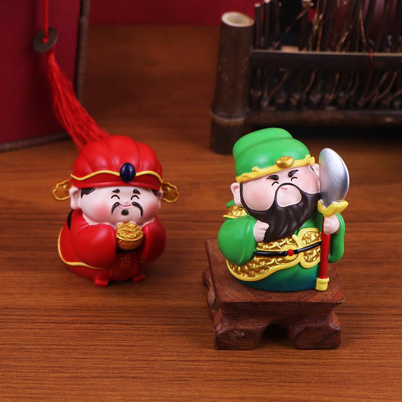 Five-Way God of Wealth Car Console Resin Ornament - Birthday Gift for Friends