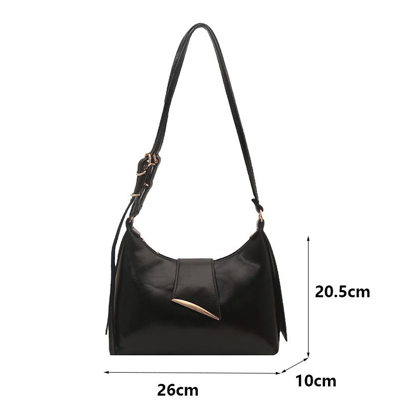 Women's Faux Leather French Casual Vintage Pure Color Simple Shoulder Crossbody Underarm Bag KTB